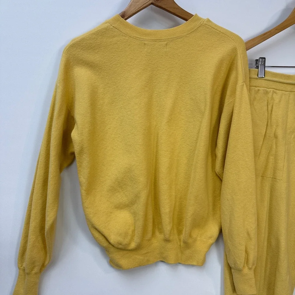 Naadam Sweatshirt Jogger Set Women S Yellow Cotton Cashmere 2 Piece Loungewear - Picture 10 of 16